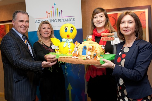 Pictured displaying some of their products at the Achieving Finance Event held at Craigavon Civic and Conference Centre, from left, Raymond Moan from OTF Homes, Una Russell and Jessica Kane from Jumping Clay with Michelle Lestas, Director of Lestas Consulting Ltd.